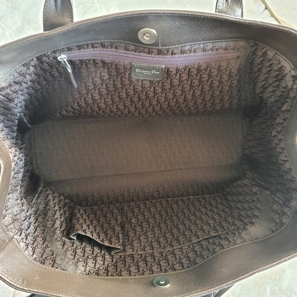 Christian Dior Cannage Leather Tote Bag Quilted Brown VNTG D Buckles - Picture 2 of 16